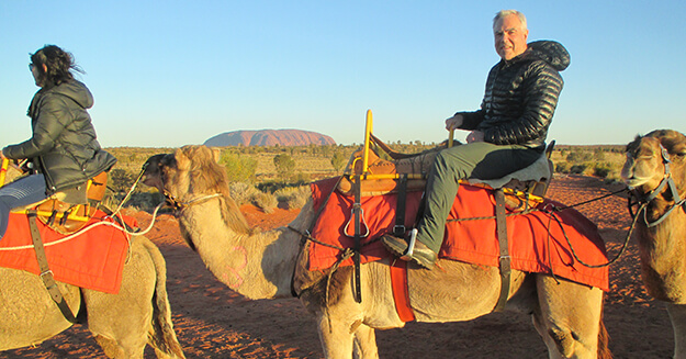 Jim Geiger and his camel, Smarty Pants, in the AUstralian outback.