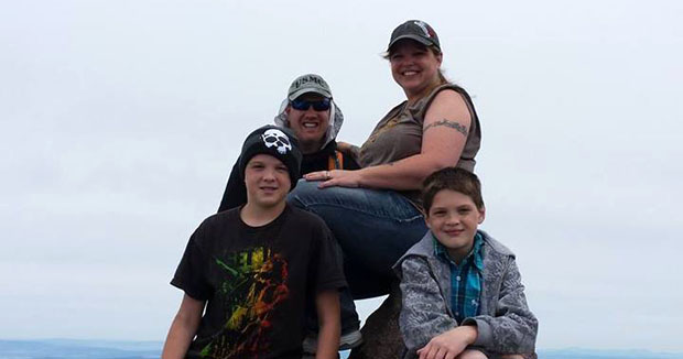Shelly and her family at the summit of Lassen Peak on July 14, 2014