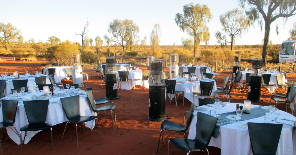 The Sounds of Silence dinner on a lookout platform near Ayers Rock